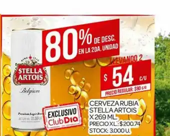 Supermercados DIA Cerveza Rubia Stella Artois x 269ml oferta