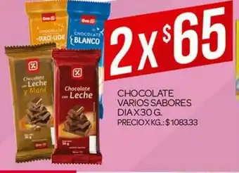 Supermercados DIA Chocolate Varios Sabores Dia x 30g oferta