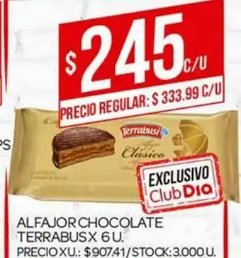Supermercados DIA Alfajor Chocolate Terrabus x 6u oferta
