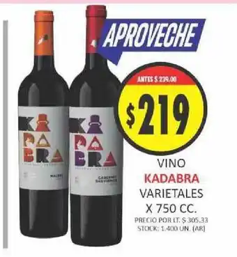 Supermercados Becerra Vino Kadabra Varietales x 750cc oferta