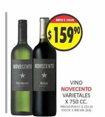 Supermercados Becerra Vino Novecento Varietales x 750cc oferta
