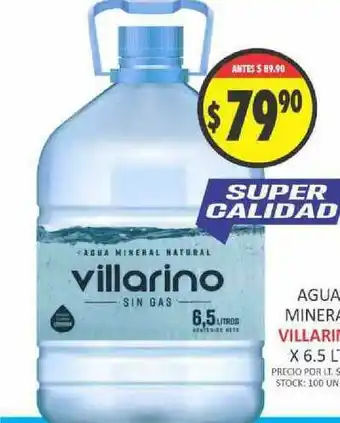 Supermercados Becerra Agua Mineral Villarino x 6.5lt oferta