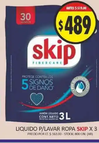 Supermercados Becerra Skip Liquido P Lavar Ropa x 3lt oferta