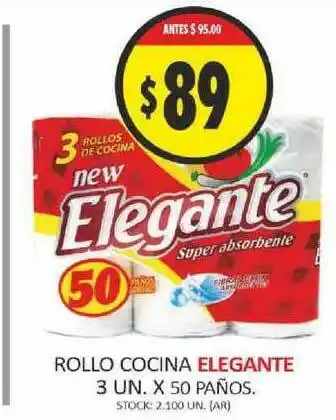 Supermercados Becerra Rollo Cocina Elegante 3 un x 50 Paños oferta