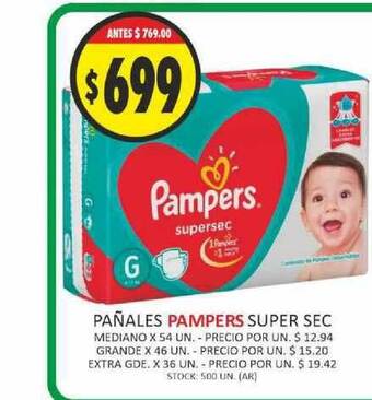 Supermercados Becerra Pañales Pampers Super Sec oferta