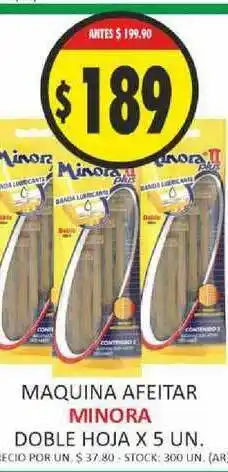 Supermercados Becerra Maquina Afeitar Minora Doble Hoja x 5un oferta