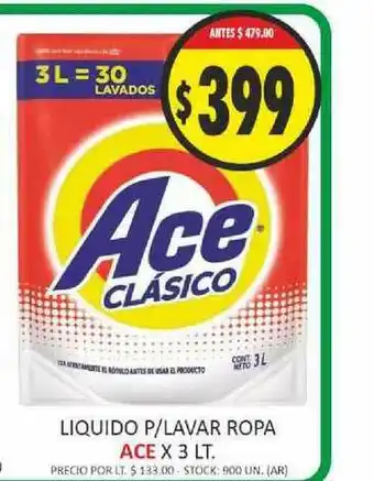 Supermercados Becerra Liquido P Lavar Ropa Ace x 3lt oferta