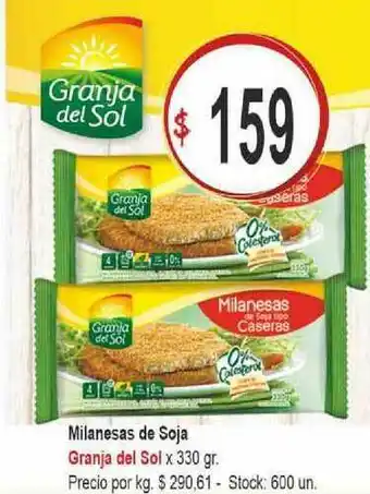 Supermercados Becerra Granja Del Sol Minalesas De Soja x 330gr oferta