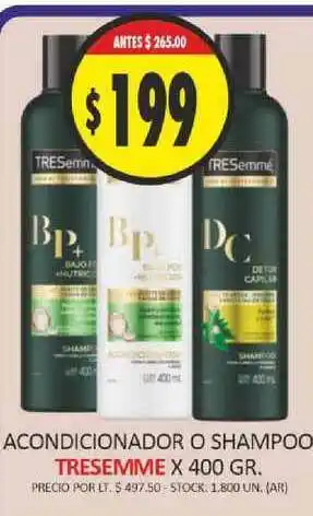 Supermercados Becerra Tresemme Acondicionador O Shampoo x 400gr oferta