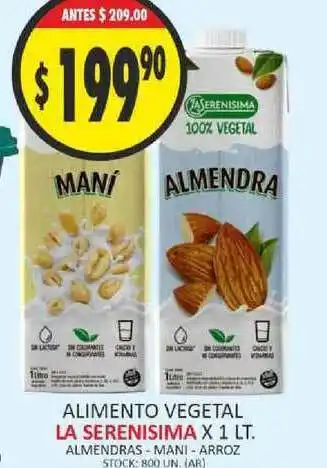 Supermercados Becerra La Serenisima Alimento Vegetal x 1lt oferta