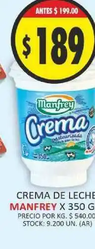 Supermercados Becerra Manfrey Crema De Leche x 350g oferta