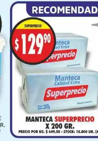 Supermercados Becerra Superprecio Manteca x 200gr oferta