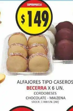 Supermercados Becerra Becerra Alfajores Tipo Caseros x 6un oferta