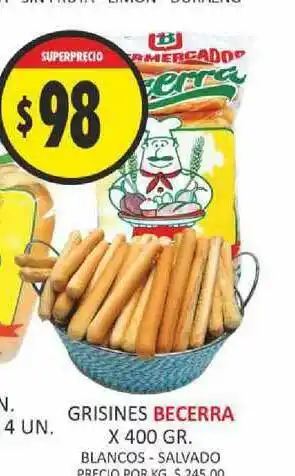 Supermercados Becerra Becerra Grisines x 400gr oferta