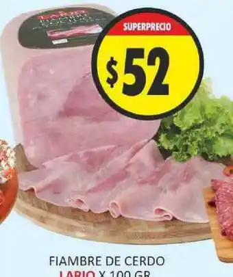 Supermercados Becerra Lario Fiambre De Cerdo x 100gr oferta