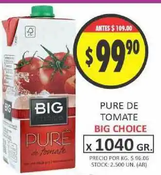 Supermercados Becerra Big Choice Pure De Tomate x 1040gr oferta
