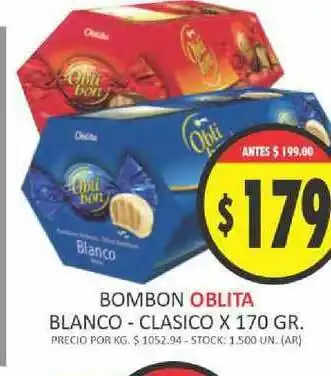 Supermercados Becerra Oblita Bombon Blanco - Clasico x 170gr oferta