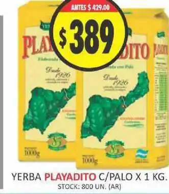 Supermercados Becerra Playadito Yerba C Palo x 1kg oferta
