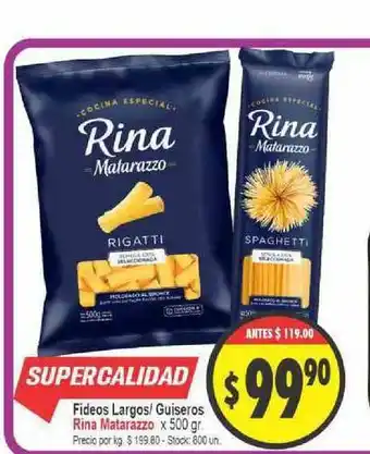 Supermercados Becerra Rina Matarazzo Fideos Largos Guiseros x 500gr oferta
