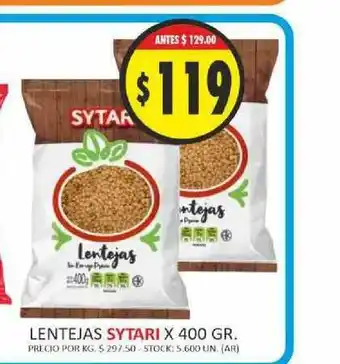 Supermercados Becerra Sytari Lentejas x 400gr oferta