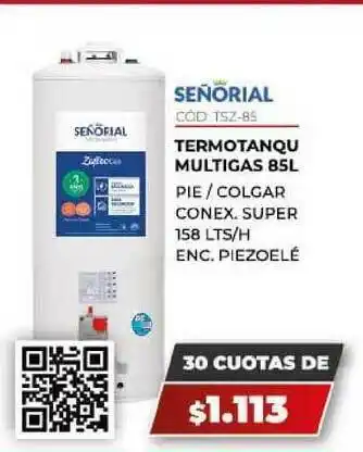 Novogar Señorial Termotanque Multigas 85l oferta
