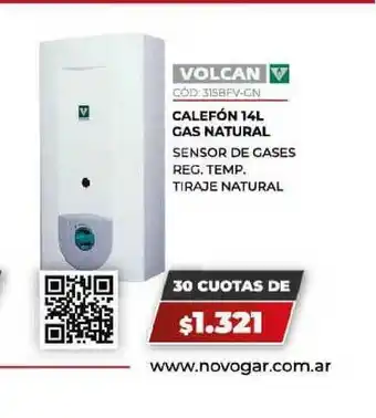 Novogar Volcan Calefón 14l Gas Natural oferta