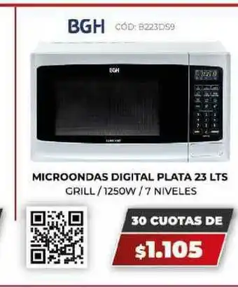 Novogar Bgh Microondas Digital Plata 23 Lts oferta