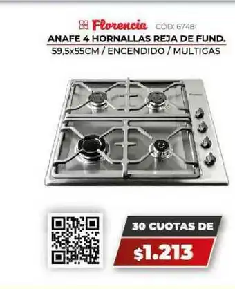 Novogar Florencia Anafe 4 Hornallas Reja De Fund oferta