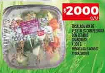 Supermercados DIA ENSALADA MIX DE VEGETALES CON PECHUA CON SESAMO GRANWICH X 300G oferta