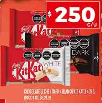 Supermercados DIA CHOCOLATE LECHE/DARK/BLANCO KIT KAT X 41.5 G oferta