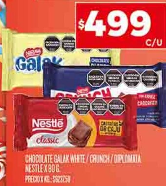 Supermercados DIA CHOCOLATE GALAK WHITE/CRUNCH/DIPLOMATA NESTLE X 80 G oferta
