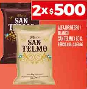 Supermercados DIA ALFAJOR NEGRO/ BLANCO SAN TELMO X 60 G oferta