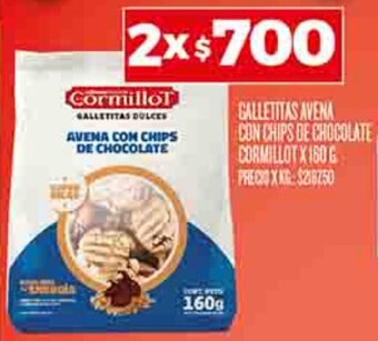 Supermercados DIA GALLETITAS DULCES AVENA CON CHIPS DE CHOCOLATE CORMILLOT X 160G oferta