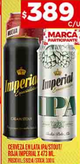 Supermercados DIA CERVEZA EN LATA IPA/STOUT/ ROJA IMPERIAL X 473 ML oferta