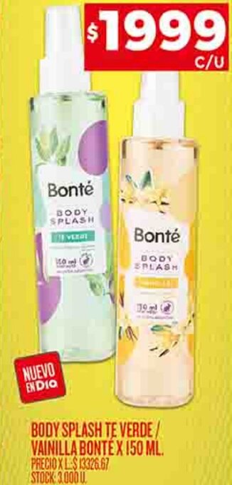 Supermercados DIA BODY SPLASH TE VERDE/ VAINILLA BONTEX 150 ML. oferta