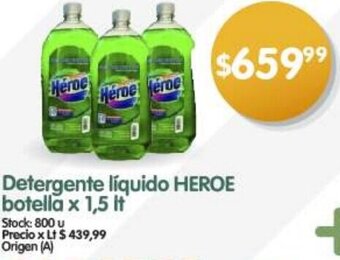 Supermercados Buenos Días Detergente líquido HEROE botella x 1,5 It oferta