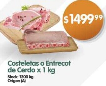 Supermercados Buenos Días Costeletas o Entrecot de Cerdo x 1 kg oferta