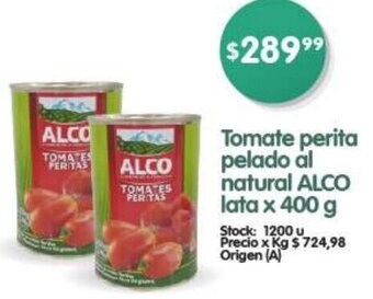 Supermercados Buenos Días ALCO Tomate perita pelado al natural lata x 400 g oferta