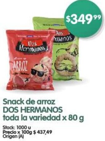 Supermercados Buenos Días DOS HERMANOS Snack de arroz toda la variedad x 80 g oferta