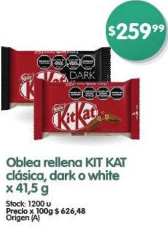 Supermercados Buenos Días KIT KAT Oblea rellena clásica, dark o white x 41,5 g oferta