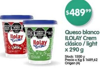 Supermercados Buenos Días Queso blanco ILOLAY Crem clásico / light Z 290G oferta