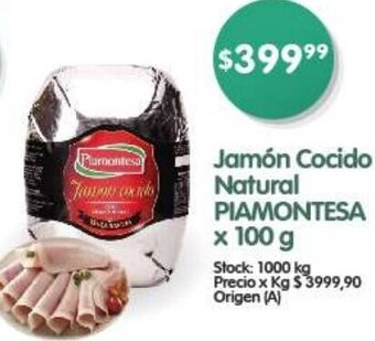 Supermercados Buenos Días PIAMONTESA Jamón Cocido Natural X 100G oferta