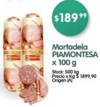 Supermercados Buenos Días PIAMONTESA Mortadela X 190G oferta