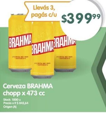 Supermercados Buenos Días BRAHMA Cerveza chopp x 473 cc oferta