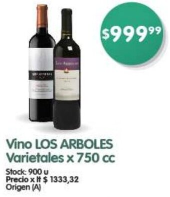 Supermercados Buenos Días LOS ARBOLESVino Varietales x 750 cc oferta