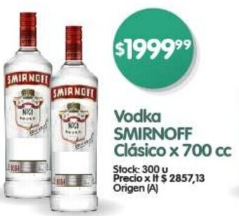 Supermercados Buenos Días SMIRNOFF Vodka Clásico x 700 cc oferta