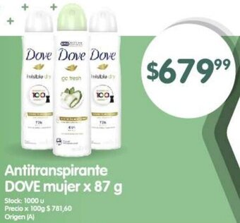 Supermercados Buenos Días DOVE Antitranspirante mujer x 87 g oferta