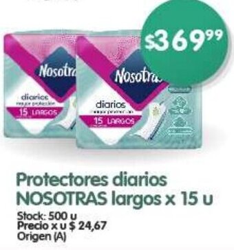Supermercados Buenos Días NOSOTRAS Protectores diarios largos x 15 u oferta
