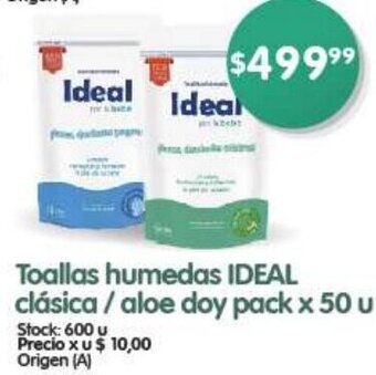 Supermercados Buenos Días IDEAL Toallas humedas clásica / aloe doy pack x 50 u oferta