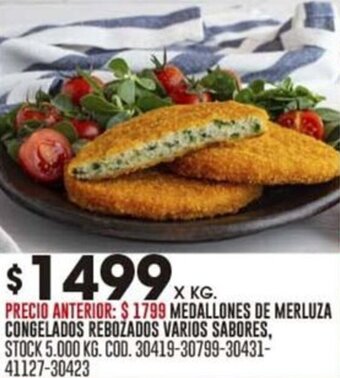 Coto MEDALLONES DE MERLUZA CONGELADOS REBOZADOS VARIOS SABORES, X KG. oferta